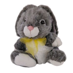 SKM Enterprises Rabbit Bunny Grey Yellow Bow Plush Floppy Ears Easter 10"